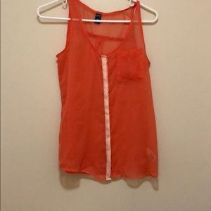 Sheer button up tank top